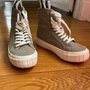 SeaVees High-Top Canvas Sneakers in Kaki with White Sole